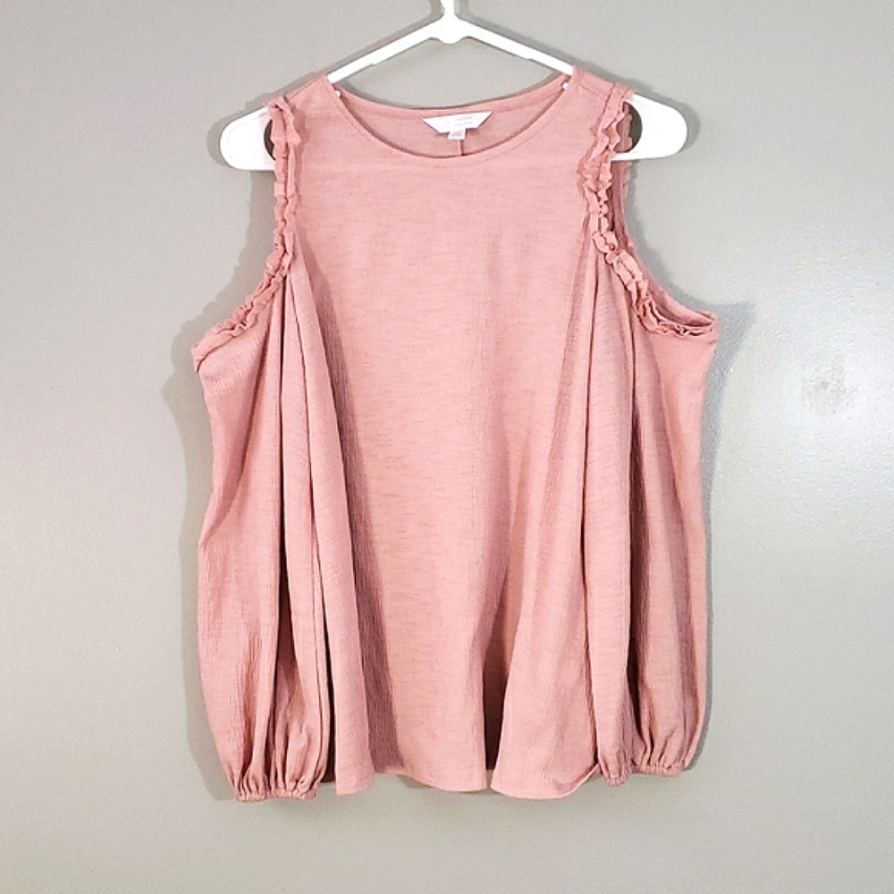 LC Lauren Conrad cold shoulder long sleeve top, M